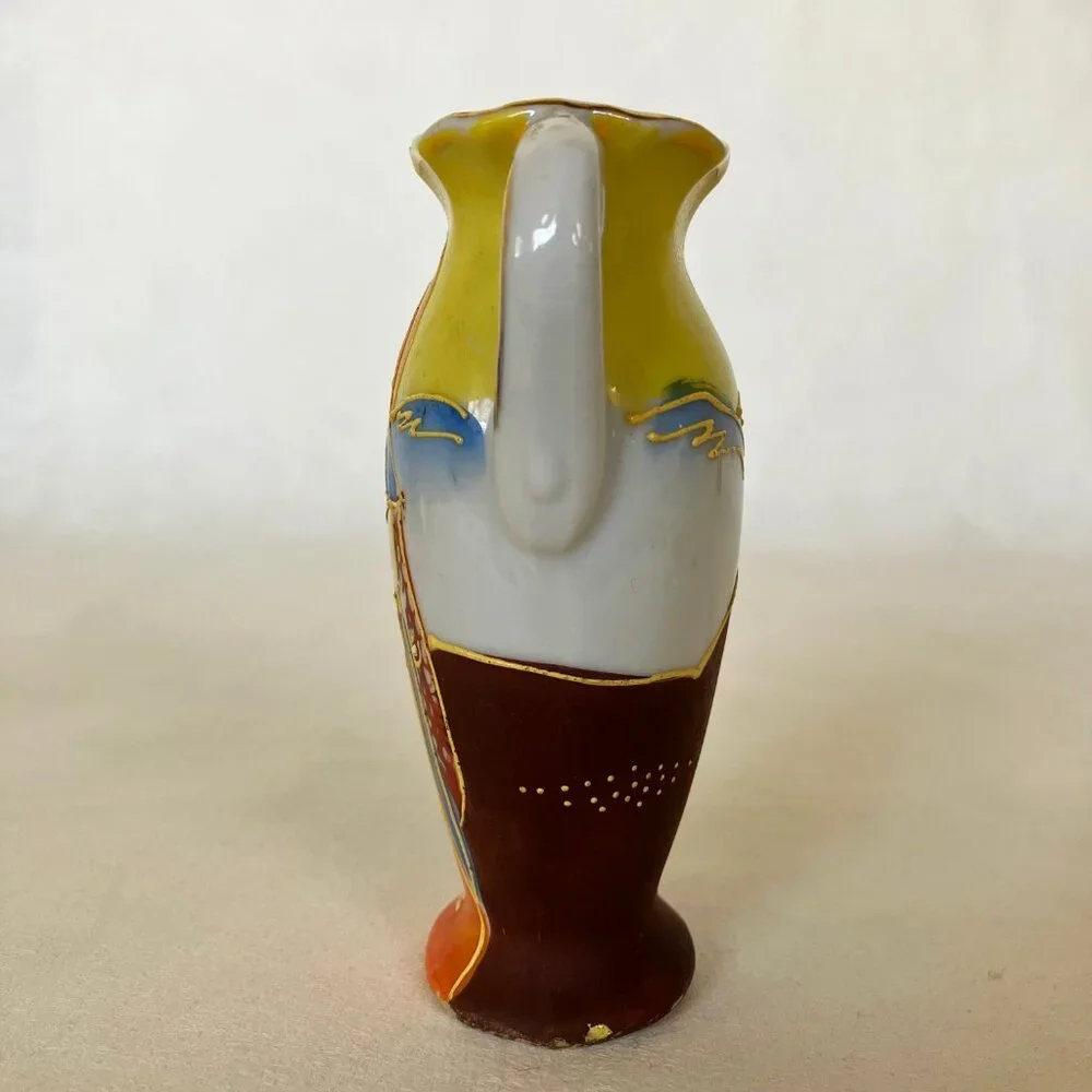 Vintage Occupied Japan Vase Painted Japanese Woman Miniature Pottery Porcelain